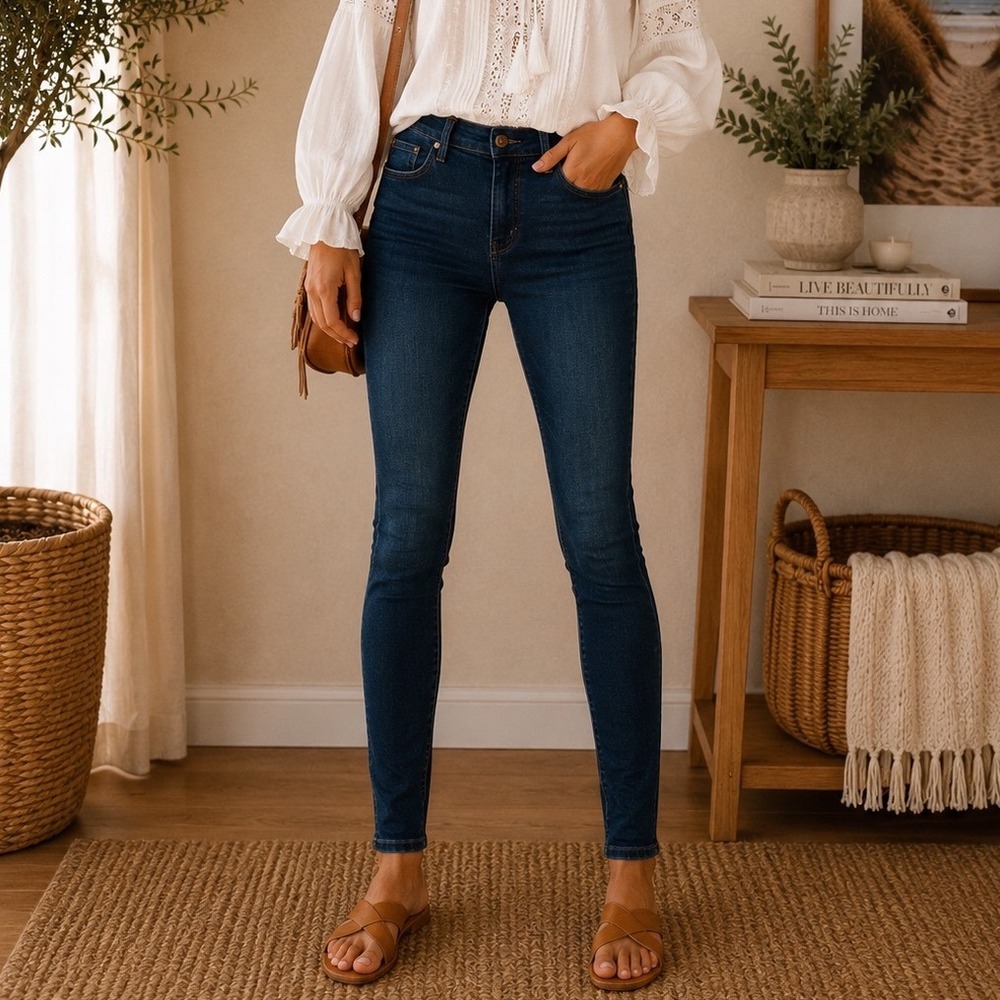 Pistola High Rise Skinny Jeans‎ Dark Indigo Wash Minimalist Designer Jeans 27